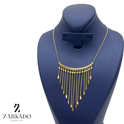 گردنبند طلا طرح لبخند آویزهای زنجیری و گوی