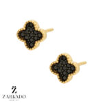 گوشواره میخی طلا ونکلیف با نگین مشکی کد E24933