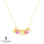 گردنبند طلا طرح لبخند با نگین های رنگی کد N23601