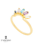 انگشتر طلا خورشید نگین آبی کد R33119