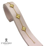 دستبند طلا ونکلیف تراشدار سه تایی سایز 4 کد B24297