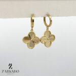 گوشواره حلقه ای طلا ونکلیف تراشدار سایز 4 کد E29523