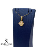 پلاک طلا ونکلیف نگین دار دورو سایز 1 کد P14766