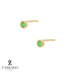 گوشواره میخی طلا تک نگین سبز کد E15118