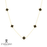 گردنبند طلا طرح ونکلیف نگین دار مشکی 5 تایی کد N14537