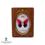 پلاک طلا پروانه پارچه ای سرخابی بنفش کد P17324