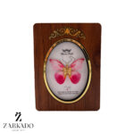 پلاک طلا پروانه پارچه ای سفید صورتی کد P17394