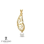 پلاک طلا بال پروانه و مروارید کد P11592