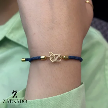 دستبند بندی طلا حرف Z با بال پروانه