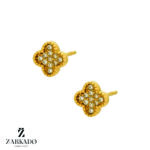 گوشواره میخی ونکلیف طلا با نگین سفید کد E24932