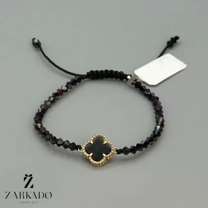 دستبند سنگی و طلا ونکلیف مشکی