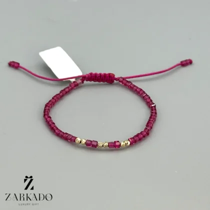 دستبند سنگی و طلا گوی البرنادو سنگ سرخابی