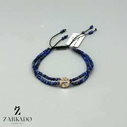 دستبند سنگی و پلاک طلا طرح لویی ویتون