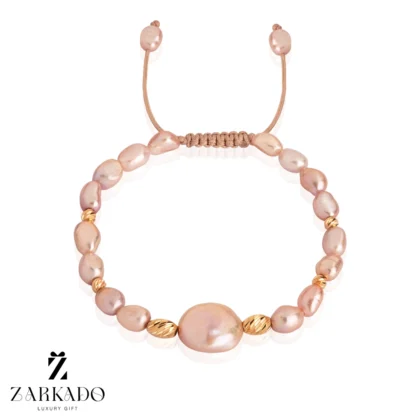 دستبند مروارید پرورشی و باروک و گوی البرنادو طلا