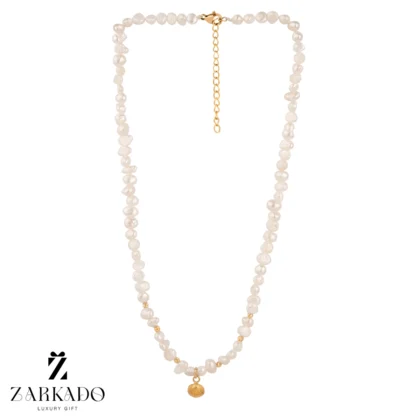 گردنبند مروارید پرورشی با صدف و گوی البرنادو طلا