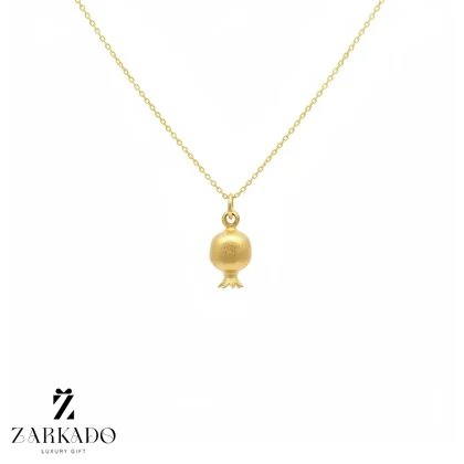 پلاک انار طلا با تک نگین قرمز