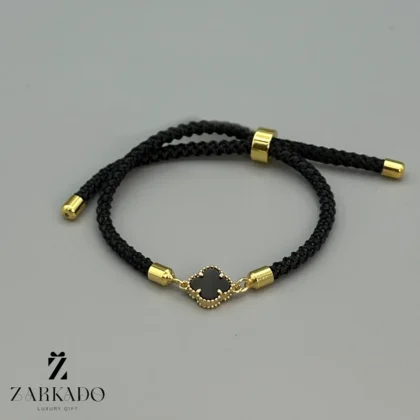 دستبند بندی طلا ونکلیف سایز 1 با سنگ مشکی