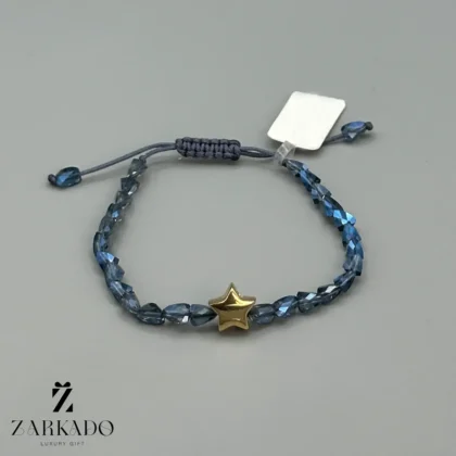 دستبند سنگی پلاک طلا ستاره با کریستال مثلثی