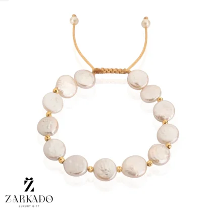 دستبند مروارید باروک گرد سایز کوچک و گوی البرنادو طلا