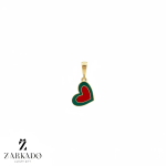 پلاک طلا قلب میناکاری قرمز و سبز کد P14677