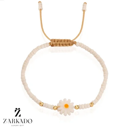 دستبند میوکی و گوی طلا طرح گل بابونه