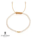 دستبند مرواریدی طلا و گوی البرنادو پیوسته