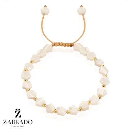 دستبند سنگ صدف طرح ستاره با گوی البرنادو طلا