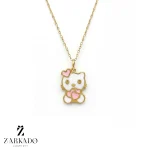 پلاک طلا طرح کیتی و قلب کد P7484