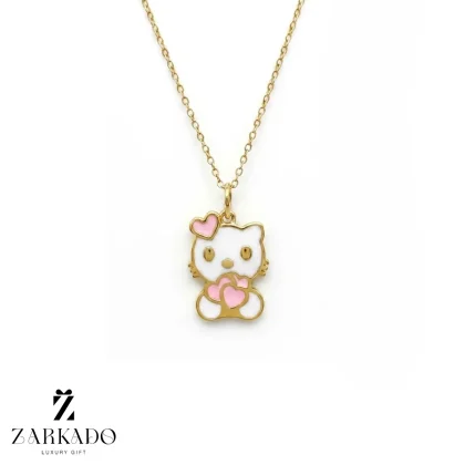 پلاک طلا طرح کیتی و قلب