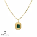 پلاک طلا طرح ذوزنقه نگین سبز کد N4596