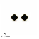 گوشواره میخی طلا ونکلیف با سنگ اونیکس کد E28073