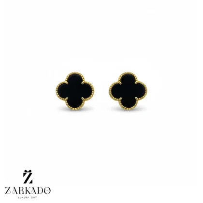 گوشواره میخی طلا ونکلیف با سنگ اونیکس