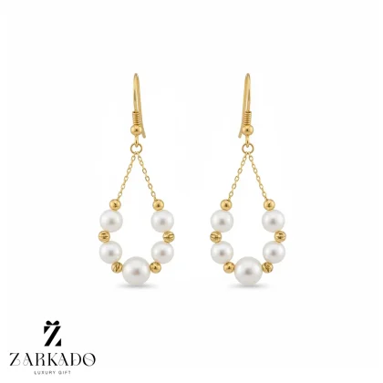 گوشواره آویز طلا طرح مروارید و گوی