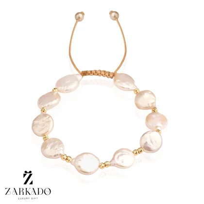 دستبند مروارید باروک اشکی سایز کوچک و گوی البرنادو طلا