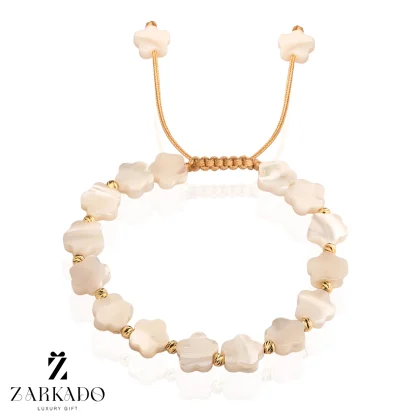 دستبند سنگ صدف طرح ستاره بزرگ با گوی البرنادو طلا