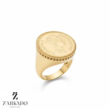 انگشتر طلا طرح سکه الیزابت گوارسه ای