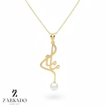 پلاک طلا طرح مامان با مروارید