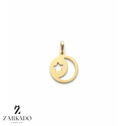 پلاک طلا لیزری سبک طرح دریاچه ماه و ستاره