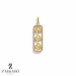 پلاک طلا ونکلیف سه گل عمودی تراش کد p29706