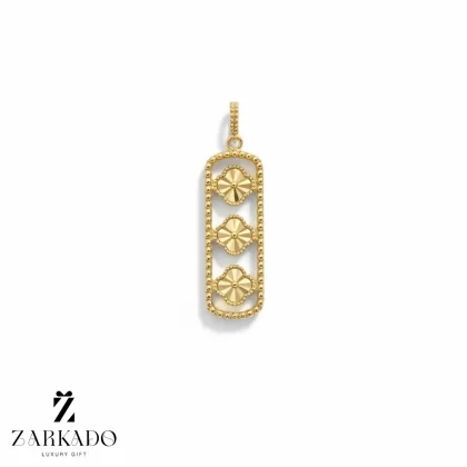 پلاک طلا ونکلیف سه گل عمودی تراش