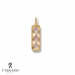 پلاک طلا ونکلیف سه گل عمودی رنگ صورتی کد p29708