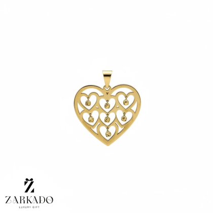 پلاک طلا طرح قلب های توهم با آویز گوی