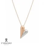 گردنبند طلا قلب دو رنگ کد N29655