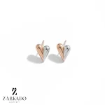 گوشواره میخی طلا قلب دورنگ آبکاری کد E29654