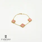 دستبند طلا ونکلیف سنگ دار 3 گل سایز 1.4 سانت