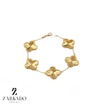 دستبند طلا ونکلیف تراشدار 5 گل سایز 1.7 سانت