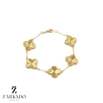 دستبند طلا ونکلیف تراشدار 5 گل سایز 1.5 سانت