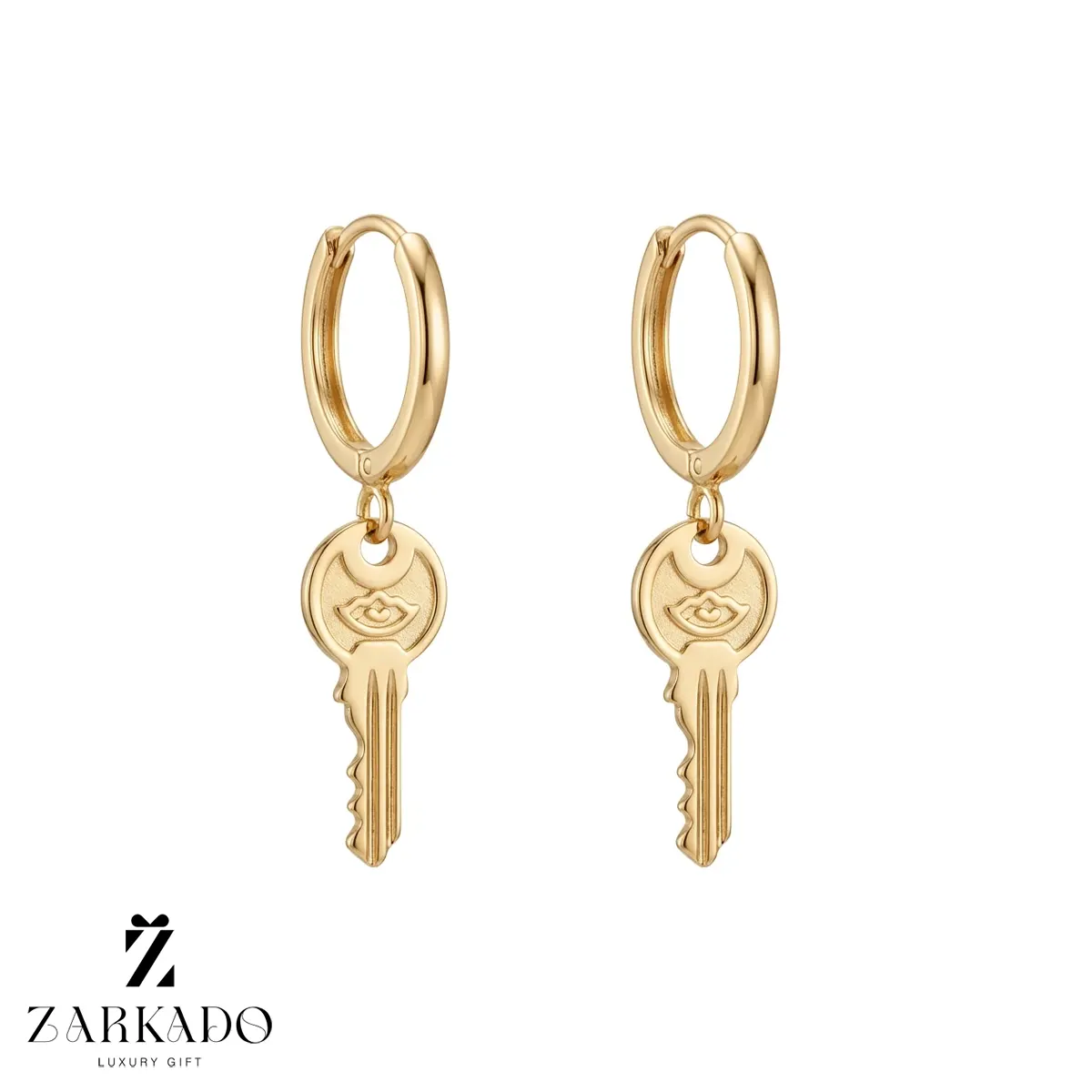 گوشواره طلا حلقه ای طرح آویز کلید