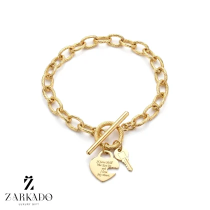 دستبند تیفانی طرح قلب و کلید با قفل T