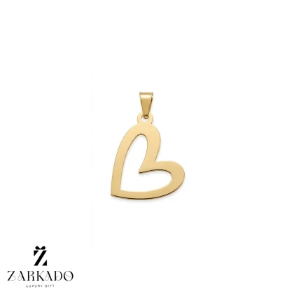 پلاک لیزری طلا طرح قلب کج توخالی